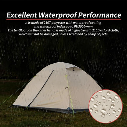 Backpacking Tent 1-2 Person Waterproof Lightweight Double Layer Free-Standing Aluminum Pole for Outdoor Camping Hiking 4 Season